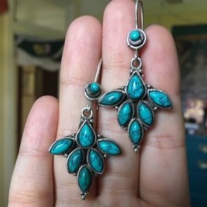 Indian turquoise and silver earrings